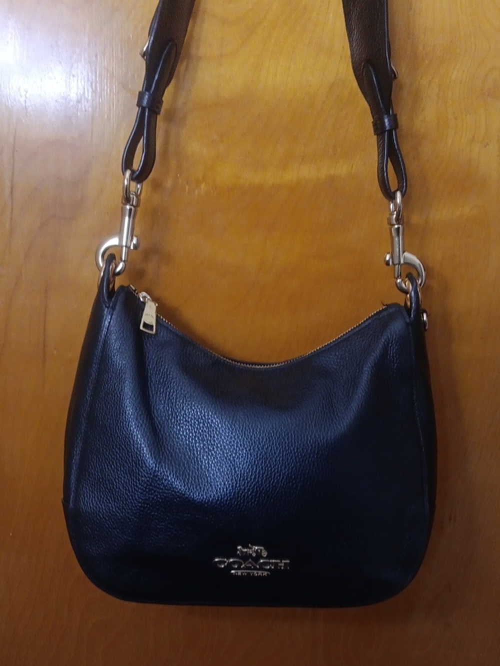 Coach Black Pebbled Leather Shoulder Bag with Gold Hardware